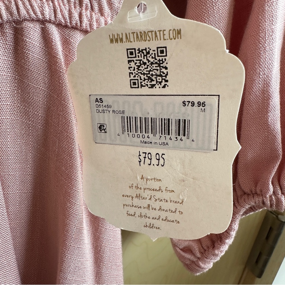 NWT Altar’d State Dusty Rose Long Sleeve Babydoll Mini Dress Sz Medium - Picture 4 of 7